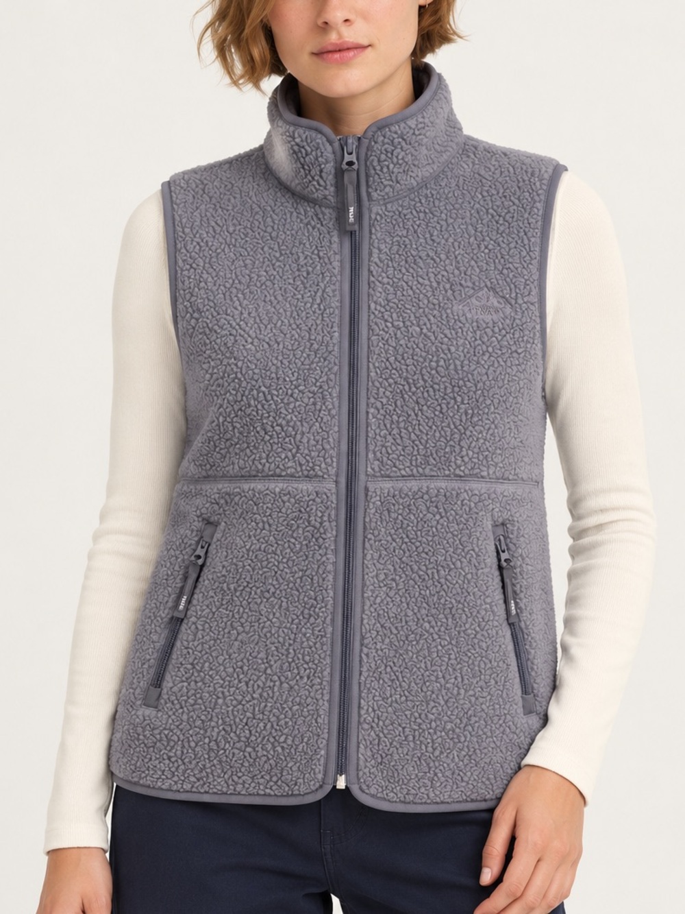 TNA Polartec Thermal Mockneck Sherpa Vest in Light Grey (Size XS)